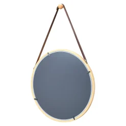Miroir mural avec cadre en bambou marron Helloshop26