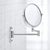 Miroir mural cosmétique sur bras mobile et orientable en laiton chromé - 20cm - support 31cm - D-Code