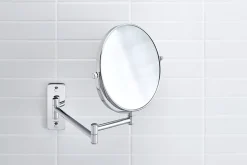 Miroir mural cosmétique sur bras mobile et orientable en laiton chromé - 20cm - support 31cm - D-Code