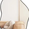 Miroir Mural Décoratif, avec Réflexion HD Claire, Cadre en Bois 2 Méthodes de Suspension pour Entrée,Salon(Or,78 x 56,5cm) (Noir)
