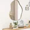 Miroir Mural Décoratif, Miroir en Forme Irrégulière avec Réflexion HD Claire, Cadre en Bois, Or,78 x 56,5cm