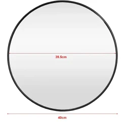 Miroir mural diamètre 40 cm cadre aluminium noir Helloshop26