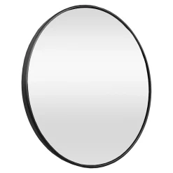 Miroir mural diamètre 60 cm cadre aluminium noir Helloshop26