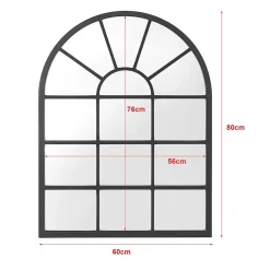 Miroir mural forme fenêtre arrondie 80 noir Helloshop26