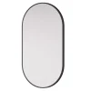 Miroir mural oval design de salle de bain avec cadre en aluminium noir - 8144B - 55x100cm
