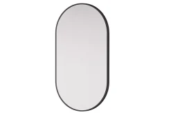 Miroir mural oval design de salle de bain avec cadre en aluminium noir - 8144B - 55x100cm