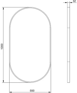 Miroir mural oval design de salle de bain avec cadre en aluminium noir - 8144B - 55x100cm