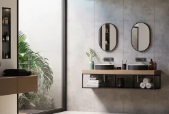 Miroir mural oval design de salle de bain avec cadre en aluminium noir - 8144B - 40x60cm