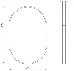 Miroir mural oval design de salle de bain avec cadre en aluminium noir - 8144B - 40x60cm