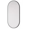 Miroir mural oval design de salle de bain avec cadre en aluminium noir - 8144B - 60x120cm