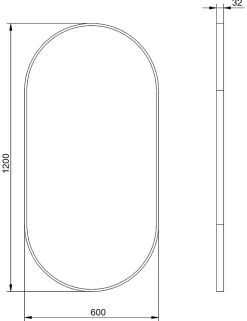 Miroir mural oval design de salle de bain avec cadre en aluminium noir - 8144B - 60x120cm