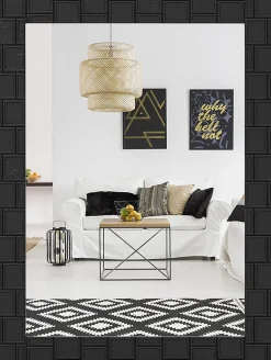 Miroir Mural Rectangulaire 80 x 60 Cm (L x l) avec Cadre en Bois d'Hévéa Naturel,Crochets Métalliques, pour Salle de Bain,Chambre