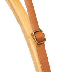 Miroir mural rond avec lanière en cuir D50cm - Marron- 5five