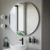 Miroir mural rond design de salle de bain, cadre en aluminium, verre 4mm - 8232 - Couleur et Blanc, 100cm