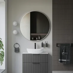 Miroir mural rond design de salle de bain, cadre en aluminium, verre 4mm - 8232 - Couleur et Blanc, 100cm