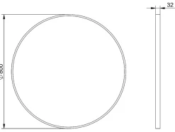 Miroir mural rond design de salle de bain, cadre en aluminium, verre 4mm - 8232 - Couleur et Noir, 80cm