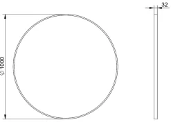 Miroir mural rond design de salle de bain, cadre en aluminium, verre 4mm - 8232 - Couleur et Noir, 100cm