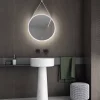 Miroir mural rond salle de bain lumineux LED suspendu, fontion chauffante anti-buée et lumière réglable, Diamètre 60 cm, 2884
