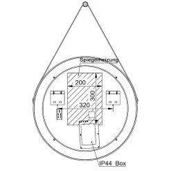Miroir mural rond salle de bain lumineux LED suspendu, fontion chauffante anti-buée et lumière réglable, Diamètre 60 cm, 2884