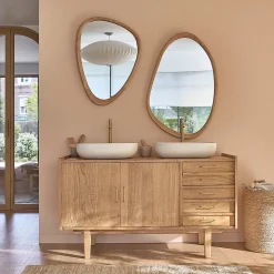 Miroir organique en mindi massif 75x60 cm