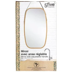 Miroir ovale lanière cuir 77x43cm - 5Five