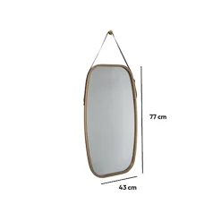 Miroir ovale lanière cuir 77x43cm - 5Five