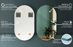 Miroir ovale 52x90 cm élégant entrée 1 pièce