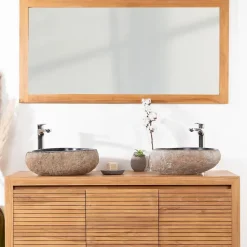 Miroir rectangle en teck massif 140x70