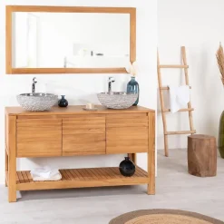 Miroir rectangle en teck massif 140x70