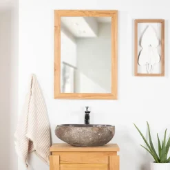 Miroir rectangle en teck massif 70x50 cm