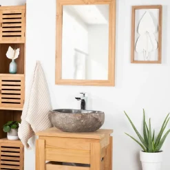 Miroir rectangle en teck massif 70x50 cm