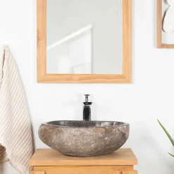Miroir rectangle en teck massif 70x50 cm