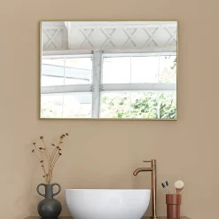 Miroir rectangulaire en métal doré