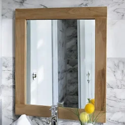 Miroir rectangulaire en teck massif Lazy 60 x 70 cm