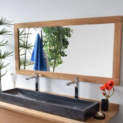 Miroir rectangulaire en teck massif Lazy 150 x 70 cm