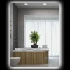 Miroir rectangulaire mural LED salle de bain - 70x50cm - 3 couleurs luminosité réglable tactile système antibuée blanc transparent