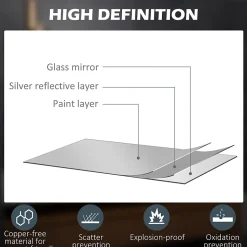 Miroir rectangulaire mural LED salle de bain - 70x50cm - 3 couleurs luminosité réglable tactile système antibuée blanc transparent