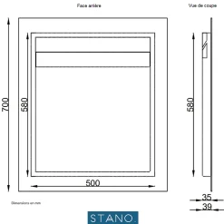 Miroir rectangulaire sans cadre DORIA largeur 60 cm