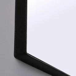 Miroir Rectangulaire 70X50 Cm Avec Cadre En Cuir Noir Design Moderne