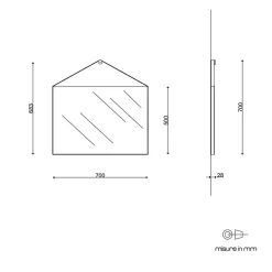 Miroir Rectangulaire 70X50 Cm Avec Cadre En Cuir Noir Design Moderne