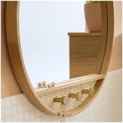Miroir rond chêne NESTO 60x60cm