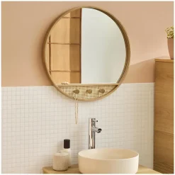 Miroir rond chêne NESTO 60x60cm