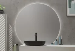 Miroir rond éclairage LED capteur tactile anti-buée pour salle de bain, cadre aluminium et verre 4mm - BOVA 2.0 - 120cm