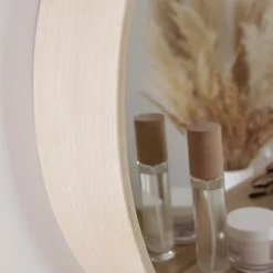 Miroir rond en chêne avec étagère 60 cm OBLO