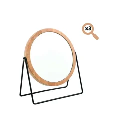 Miroir Rond Grossissant SATCHI Bois Acier Noir MSV