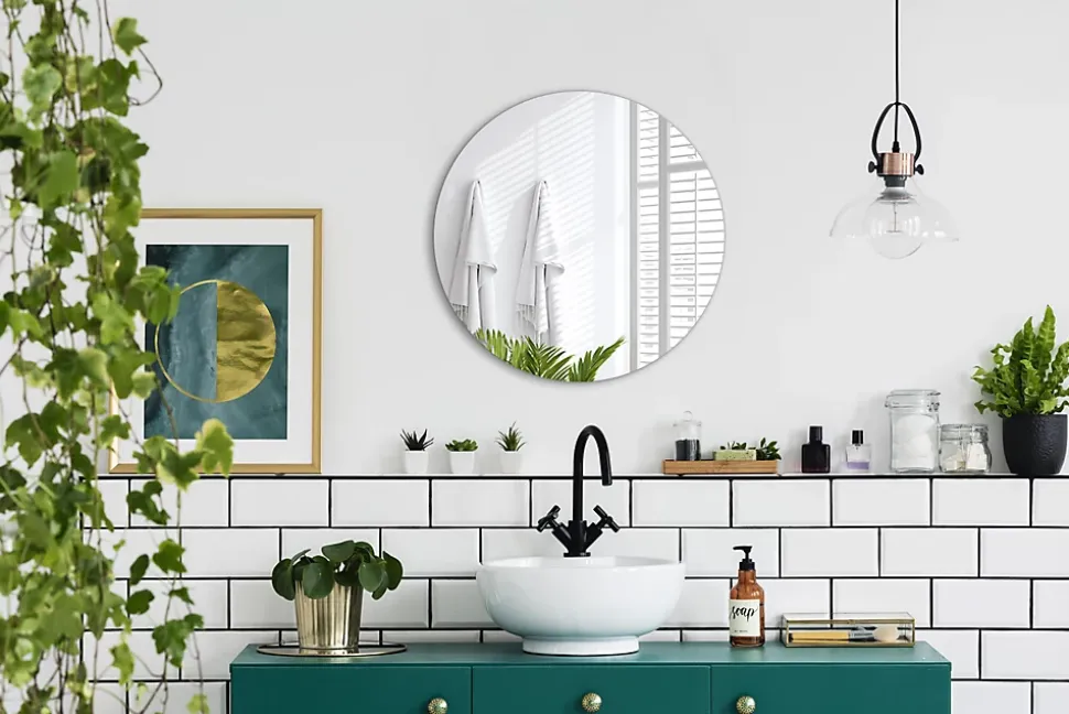 Miroir rond minimaliste Tulup 70 cm pour salle de bain 1 pièce