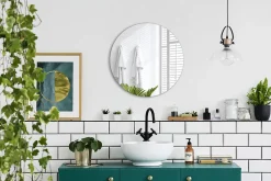 Miroir rond pour salle de bain Tulup 50 cm mural minimaliste 1 pièce