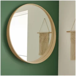 Miroir rond VALI en chêne naturel, 80 cm