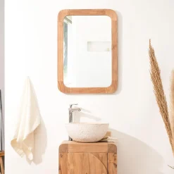Miroir rétro en teck massif 70 cm x 50cm