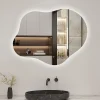 Miroir salle de bain asymétrique 90 x 68 cm LED Éclairage réglable en 3 couleurs + anti-buée + fonction mémoire AICA SANITAIRE